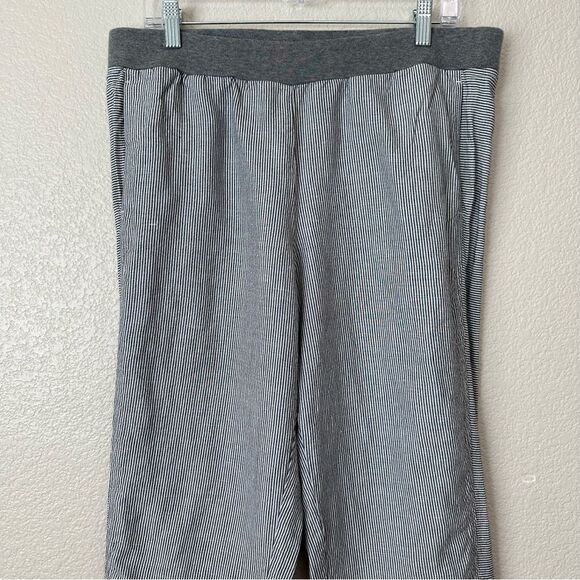 J. Jill Linen Blend White Gray Striped Pull On Pants - Picture 2 of 12